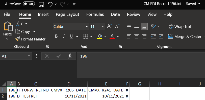 CM EDI Record 196