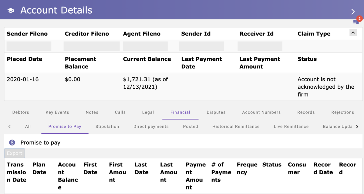 Account Details - Financial Panel