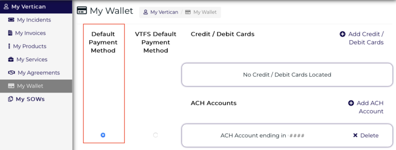 My Wallet Default Payment Method