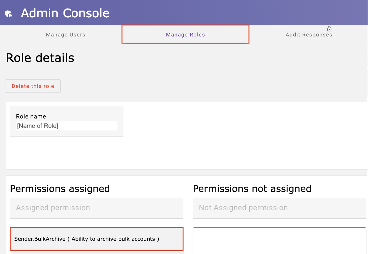 Admin Console - Manage Roles